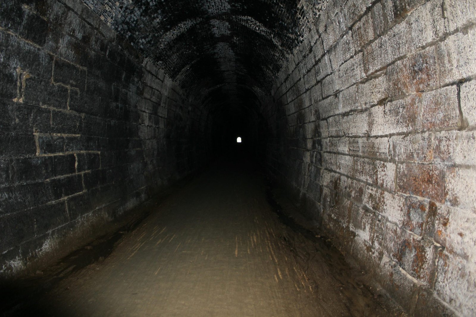 Inside tunnel showing lining